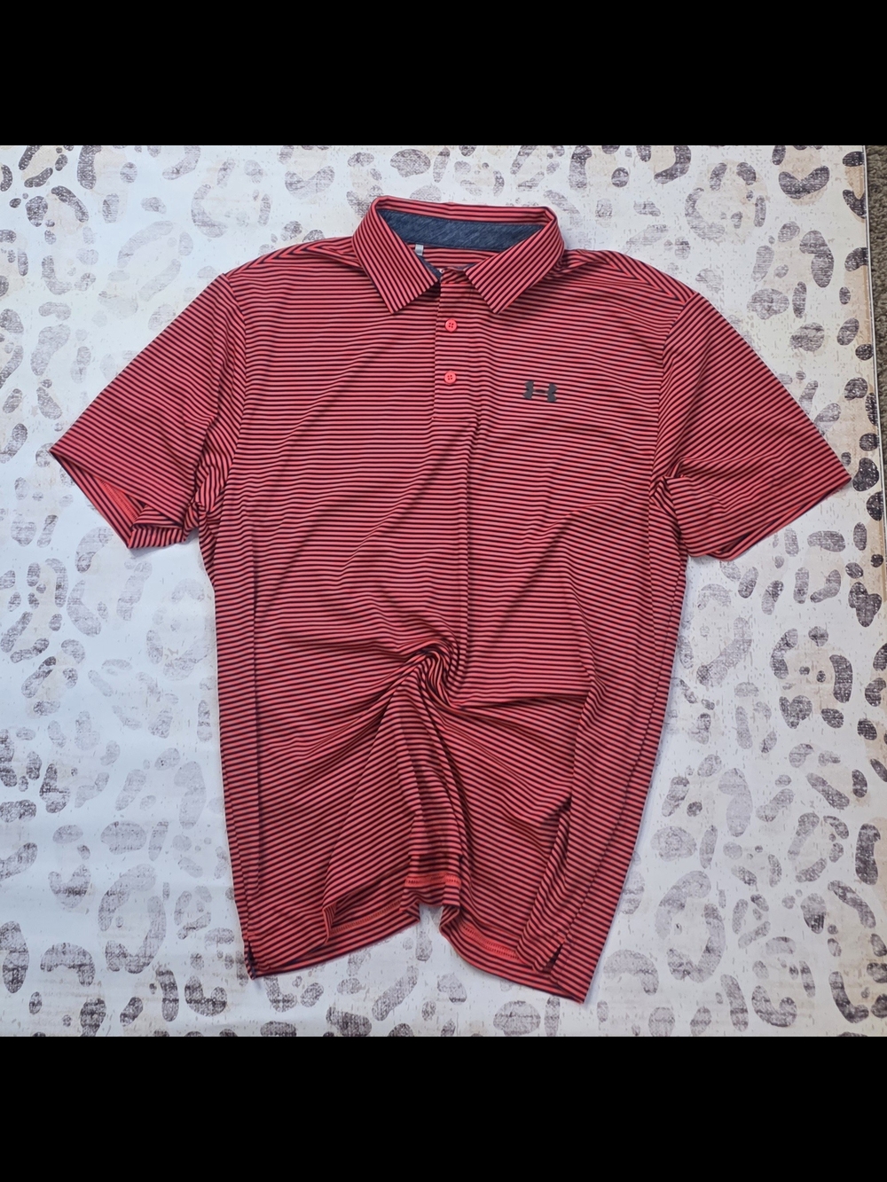 Under Armour HeatGear Red and Black Thin-Striped Polo